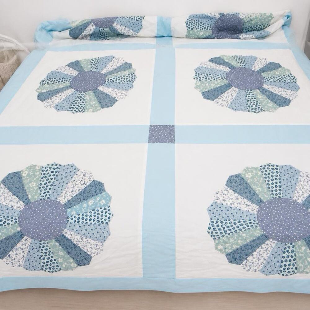 VTG KING SIZE Cotton Patchworks BEDSPREAD 80x96” bed spread Handmade Cottagehome